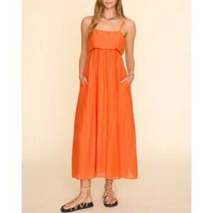 Xirena Skyla Midi Dress In Papaya Cotton Silk Blend Women’s XS